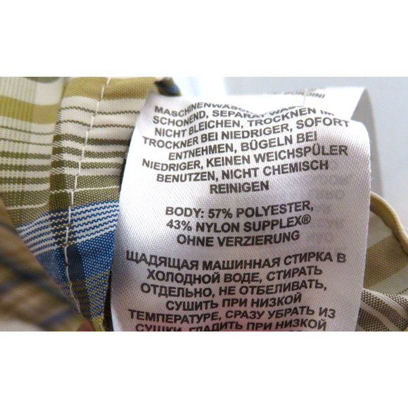 Columbia Men's Long Sleeve Plaid Nylon Button Shirt White Blue Green - Size M - Picture 12 of 12